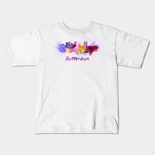 rotterdam skyline in watercolor Kids T-Shirt